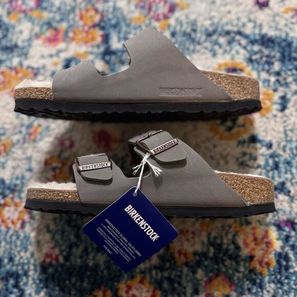 Birkenstock Women's Arizona Shearling Suede Sandals Size 36 New In Box - Picture 8 of 13